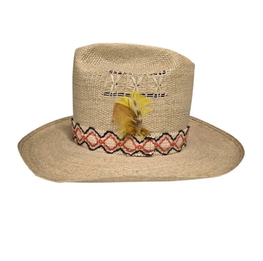 Vintage Stetson Straw Cowboy Hat Size 7 1/8 Mens Western Boho Fedora